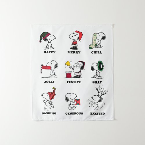 Peanuts  Snoopy Christmas Holiday Moods Tapestry