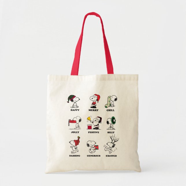 Peanuts | Snoopy Christmas Holiday Moods Tote Bag (Front)