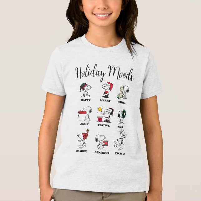 Peanuts | Snoopy Christmas Holiday Moods Tri-Blend Shirt (Front)