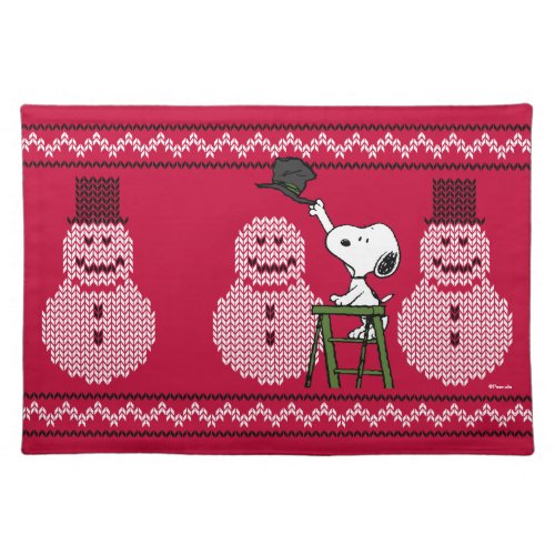 Peanuts  Snoopy Christmas Sweater Snowman Cloth Placemat