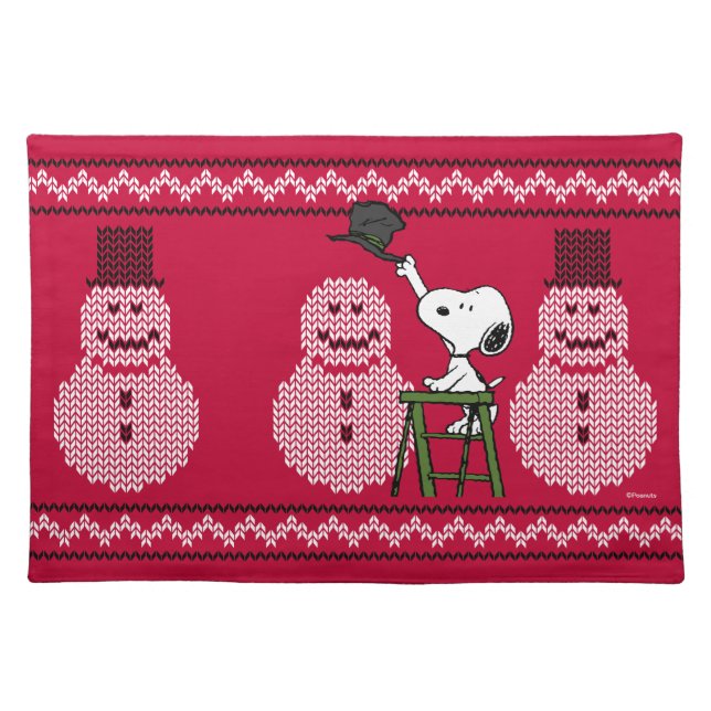 Peanuts | Snoopy Christmas Sweater Snowman Cloth Placemat (Front)