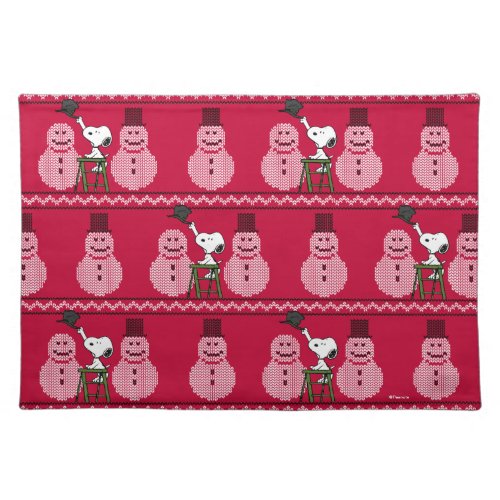 Peanuts  Snoopy Christmas Sweater Snowman Cloth Placemat
