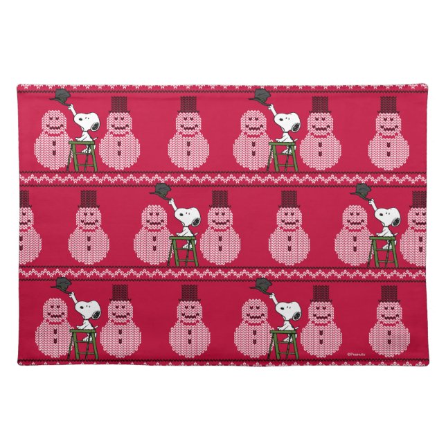 Peanuts | Snoopy Christmas Sweater Snowman Cloth Placemat (Front)