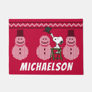 Peanuts   Snoopy Christmas Sweater Snowman Doormat