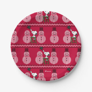 Peanuts   Snoopy Christmas Sweater Snowman Paper Plates