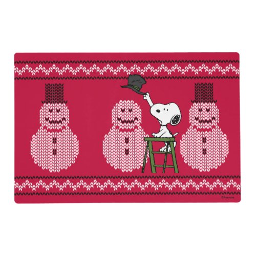 Peanuts  Snoopy Christmas Sweater Snowman Placemat