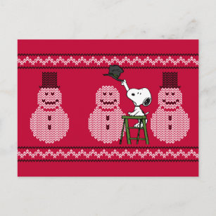 Peanuts   Snoopy Christmas Sweater Snowman Postcard