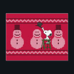 Peanuts | Snoopy Christmas Sweater Snowman Postcard<br><div class="desc">Celebrate the holidays and your love of Peanuts with this Ugly Christmas sweater design featuring Snoopy and a row of snowmen.</div>