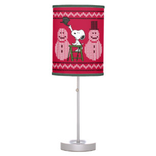 Peanuts Snoopy Christmas Sweater Snowman Table Lamp