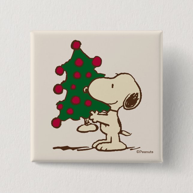 Peanuts | Snoopy Christmas Tree Button (Front)
