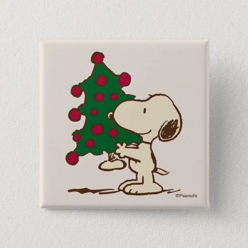 Peanuts  Snoopy Christmas Tree Button