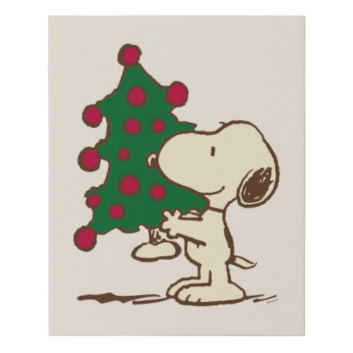 Peanuts  Snoopy Christmas Tree Faux Canvas Print