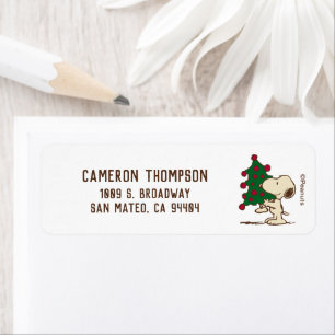 Peanuts   Snoopy Christmas Tree Label