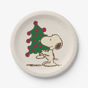 Peanuts   Snoopy Christmas Tree Paper Plates