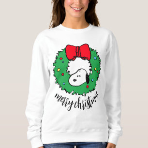 Peanuts Snoopy Christmas Wreath & Bow Sweatshirt