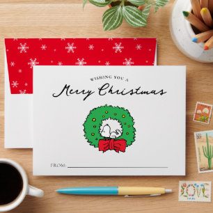 Peanuts Snoopy Christmas Wreath Gift Envelope