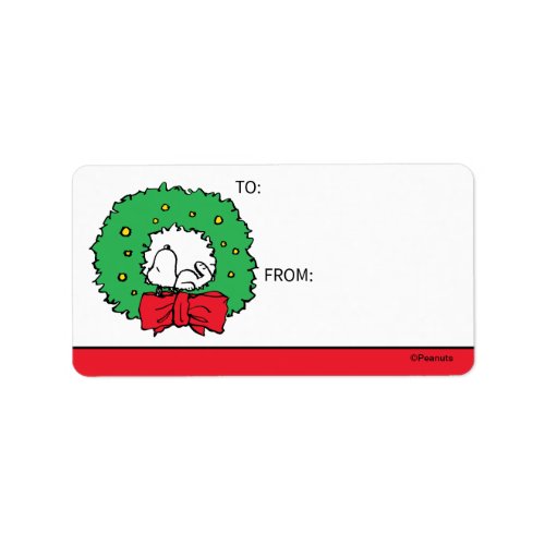 Peanuts  Snoopy Christmas Wreath Gift Tag