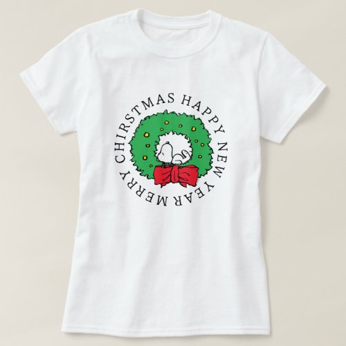 Peanuts  Snoopy Christmas Wreath T_Shirt