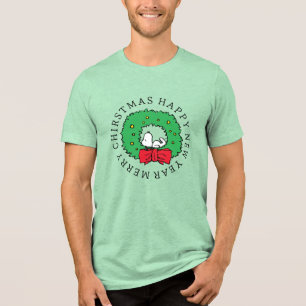 Peanuts Snoopy Christmas Wreath Tri-Blend Shirt