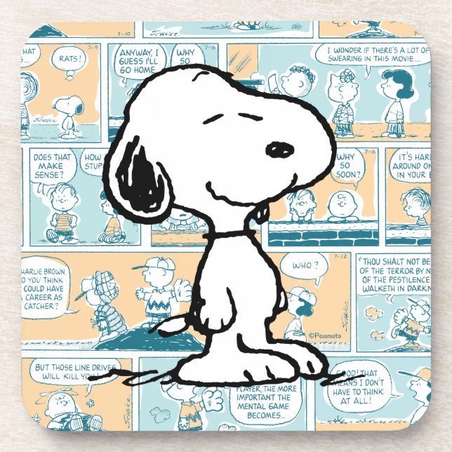 Peanuts | Snoopy Comic Pattern Beverage Coaster (Front)