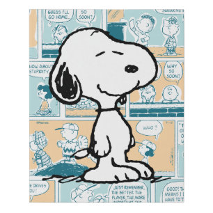Peanuts Snoopy Comic Pattern Faux Canvas Print