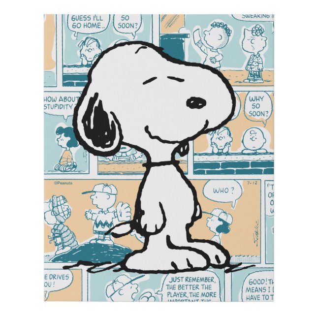 Peanuts | Snoopy Comic Pattern Faux Canvas Print (Front)