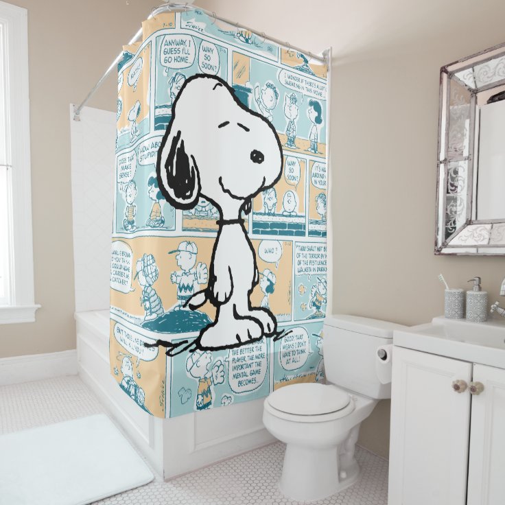 Peanuts Snoopy Comic Pattern Shower Curtain Zazzle