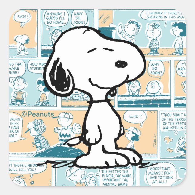 Peanuts | Snoopy Comic Pattern Square Sticker | Zazzle