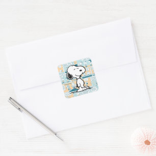 Peanuts   Snoopy Comic Pattern Square Sticker
