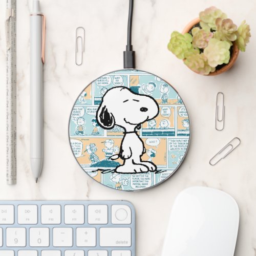 Peanuts  Snoopy Comic Pattern Wireless Charger
