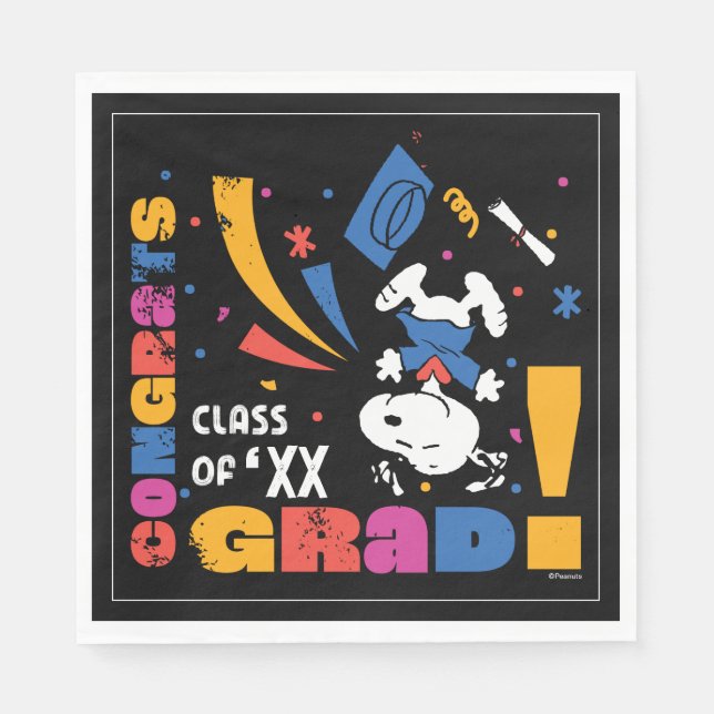 Peanuts Snoopy Congrats Grad Graduation Confetti Napkins (Front)