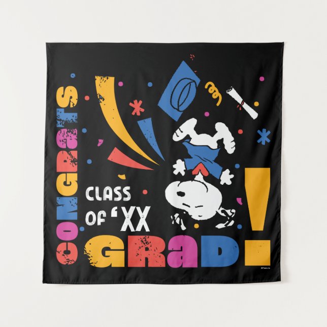 Peanuts Snoopy Congrats Grad Graduation Confetti Tapestry (Front)