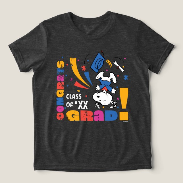 Peanuts Snoopy Congrats Grad Graduation Confetti Tri-Blend Shirt (Design Front)