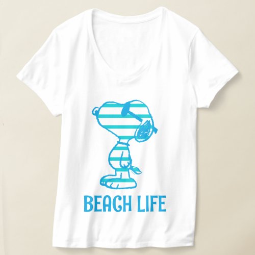 Peanuts  Snoopy Cyan Stripes Sunglasses T_Shirt
