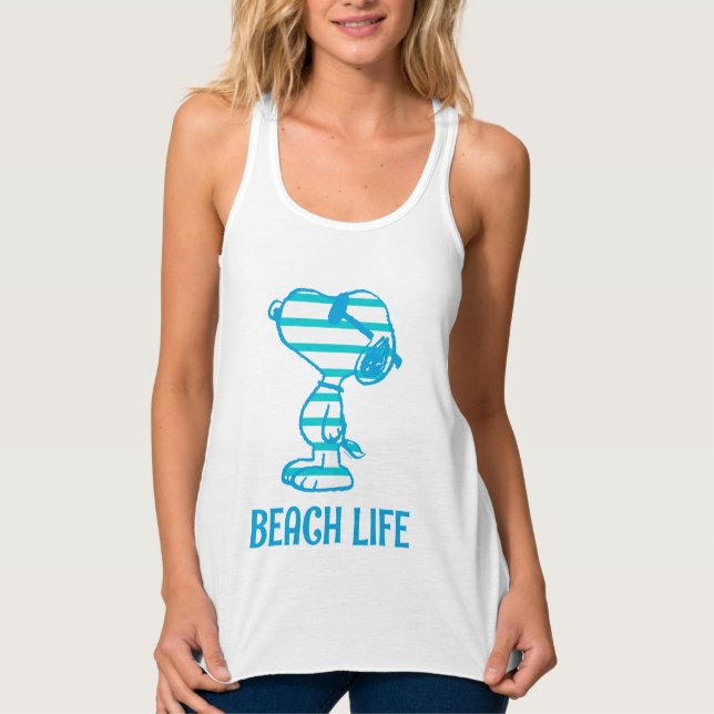 Peanuts | Snoopy Cyan Stripes Sunglasses Tank Top (Front)