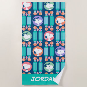 Peanuts Snoopy Dark Blue Add Your Name Beach Towel