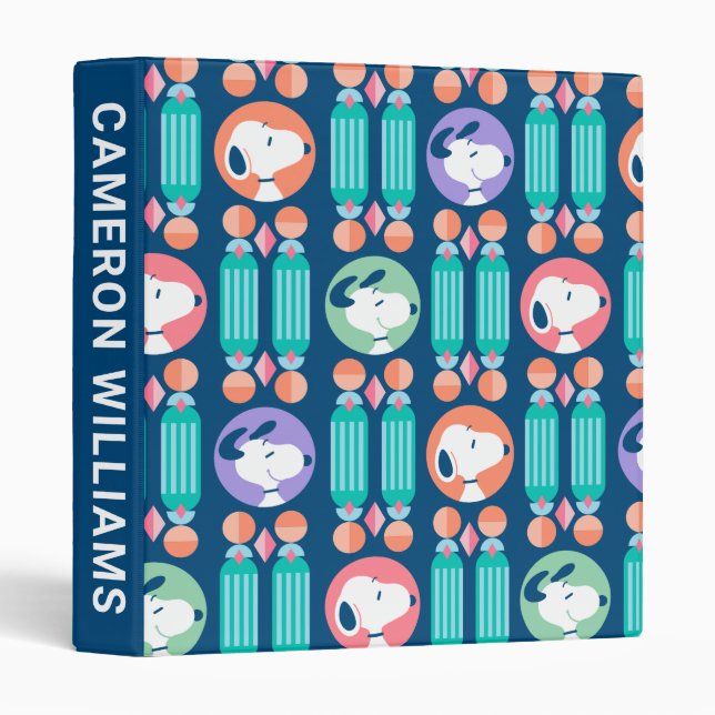 Peanuts | Snoopy Dark Blue Deco | Add Your Name 3 Ring Binder (Front/Spine)