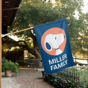 Peanuts Snoopy Dark Blue Deco Add Your Name House Flag
