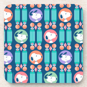 Peanuts Snoopy Dark Blue Deco Dreams Pattern Beverage Coaster