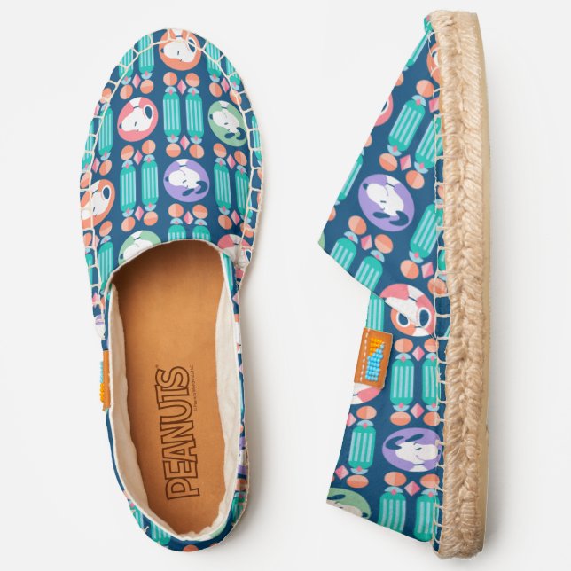 Peanuts | Snoopy Dark Blue Deco Dreams Pattern Espadrilles (Side)