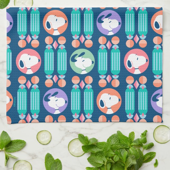 Peanuts | Snoopy Dark Blue Deco Dreams Pattern Kitchen Towel (Folded)