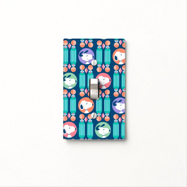 Peanuts | Snoopy Dark Blue Deco Dreams Pattern Light Switch Cover (In Situ)