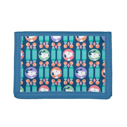 Peanuts  Snoopy Dark Blue Deco Dreams Pattern Trifold Wallet