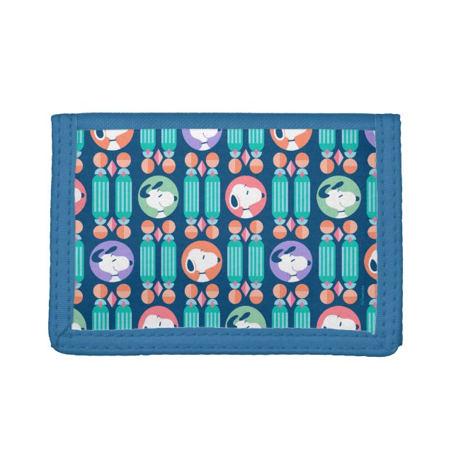 Peanuts | Snoopy Dark Blue Deco Dreams Pattern Trifold Wallet (Front)
