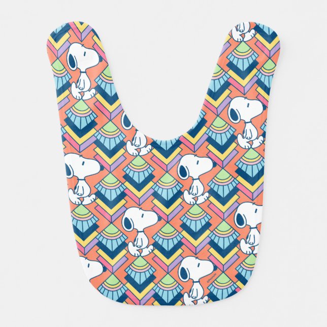Peanuts | Snoopy Deco Dreams Pattern Baby Bib (Front)