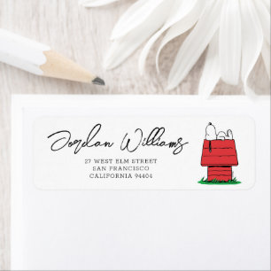 Peanuts Snoopy Dog House   Baby Shower Label