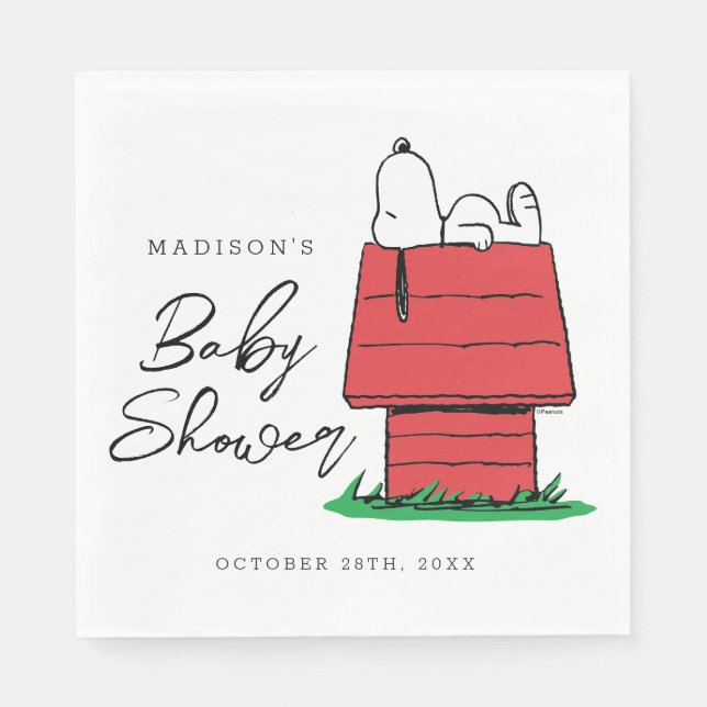 Peanuts Snoopy Dog House | Baby Shower Napkins (Front)