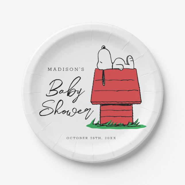 Peanuts Snoopy Dog House | Baby Shower Paper Plates (Front)