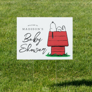 Peanuts Snoopy Dog House Baby Shower Sign