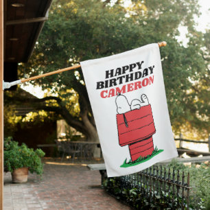 Peanuts Snoopy Dog House Birthday House Flag